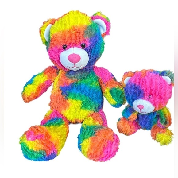 Build a bear duo set rainbow rye dye bear and small fry - Picture 1 of 5